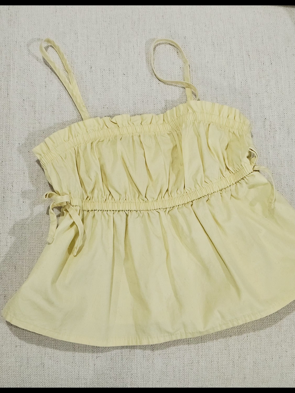 wonder nation Yellow Smocked Spaghetti Strap Tank